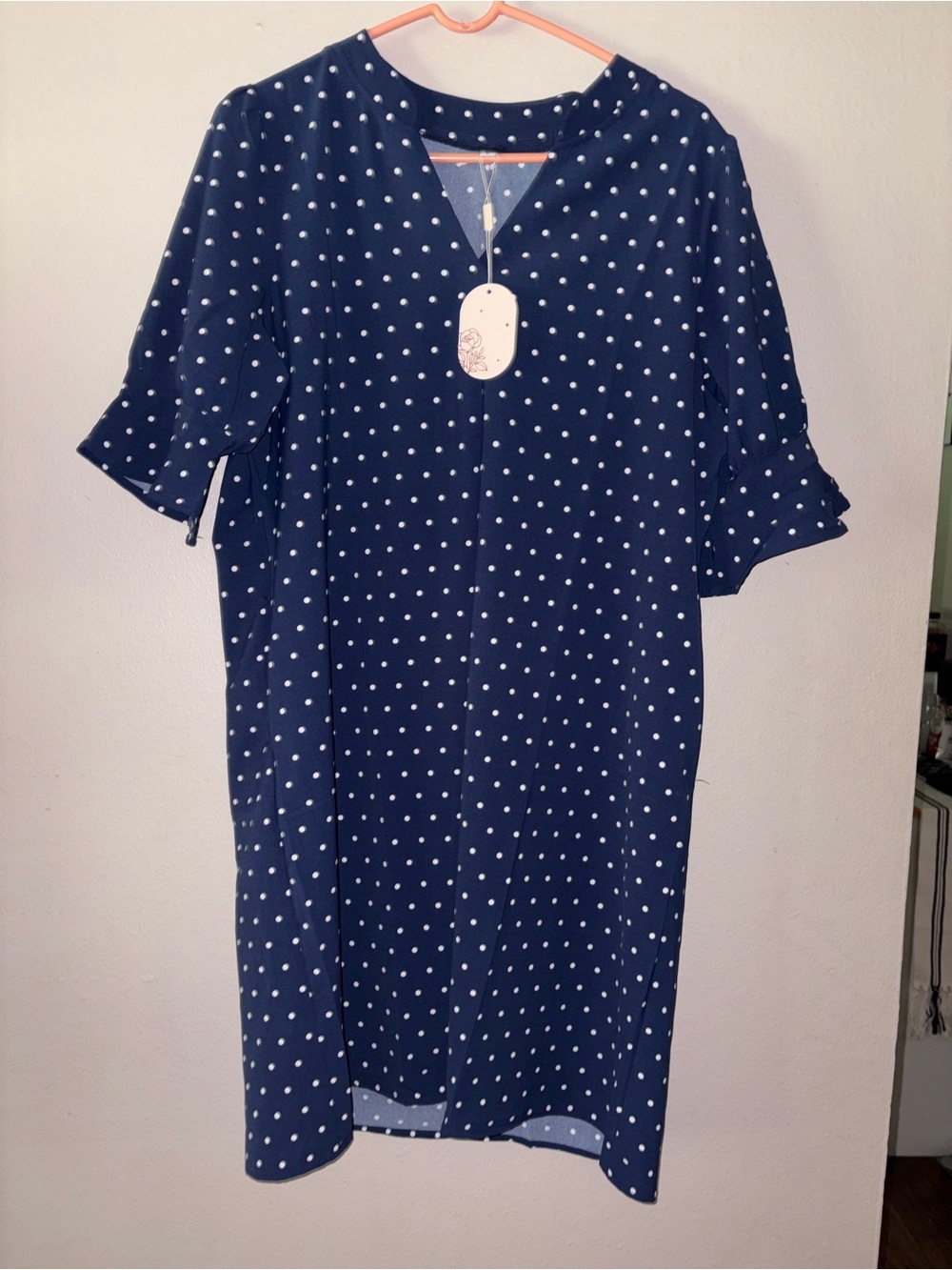 Women's Navy Polka Dot Shift Dress